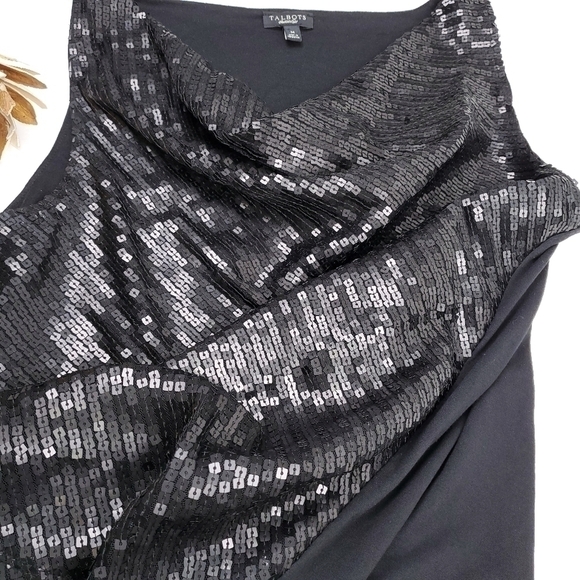 Talbots Charcoal Blk Soft Sequin Top Sz M - Picture 10 of 13